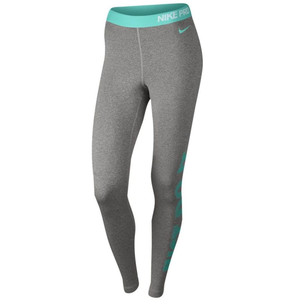 Nike Gray Leggings with Teal Waistband & Teal 'JUST DO IT' Print